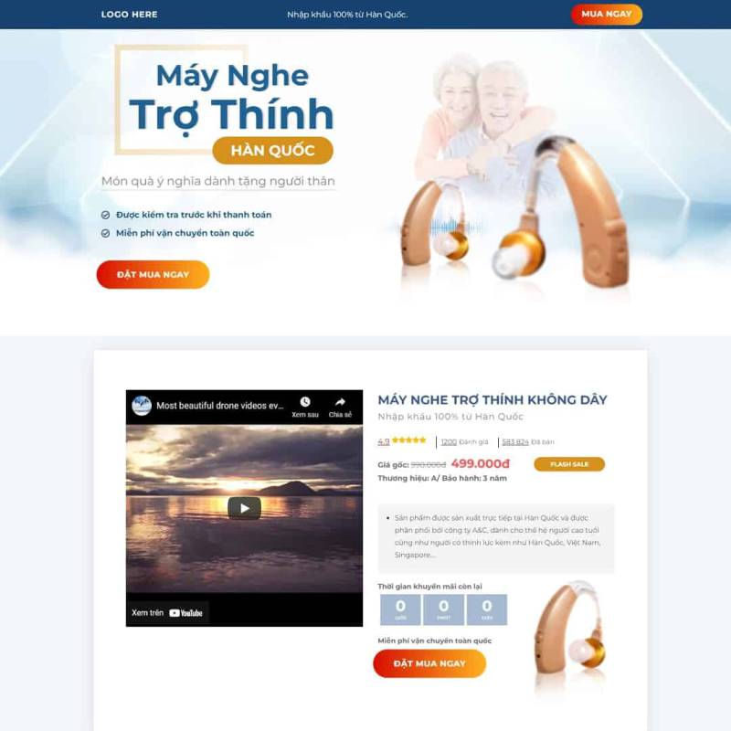  Theme WordPress landing page máy nghe trợ thính