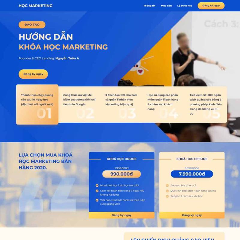  Theme WordPress landing page khóa học Marketing Online