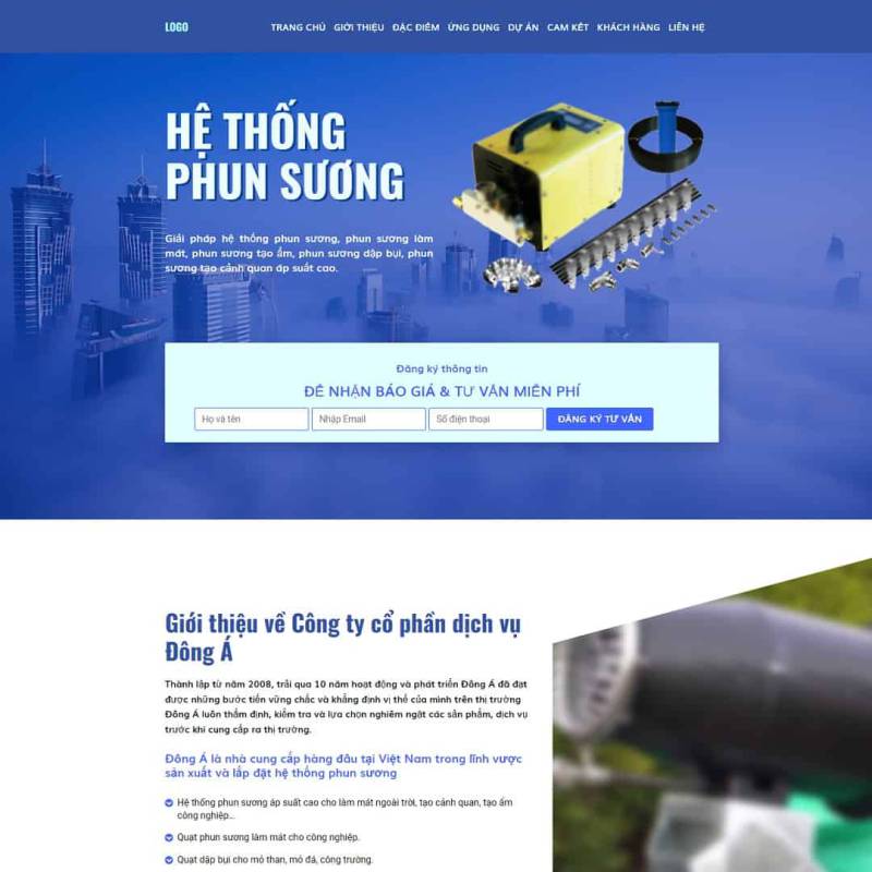  Theme WordPress landing page máy phun sương