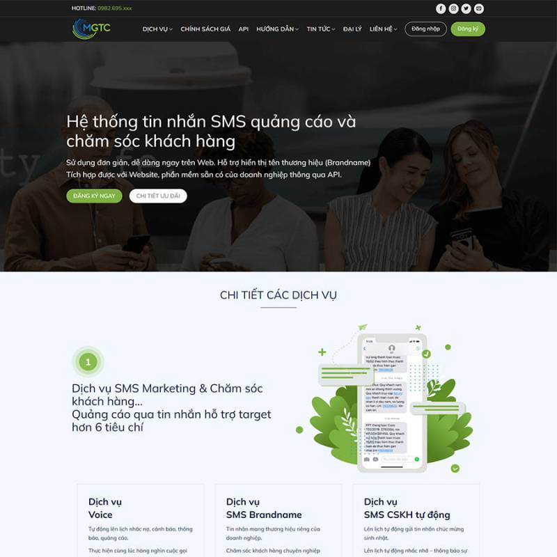  Theme WordPress tổng đài tin nhắn SMS