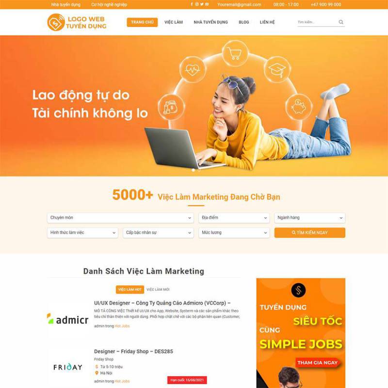  Theme WordPress tuyển dụng, việc làm 02