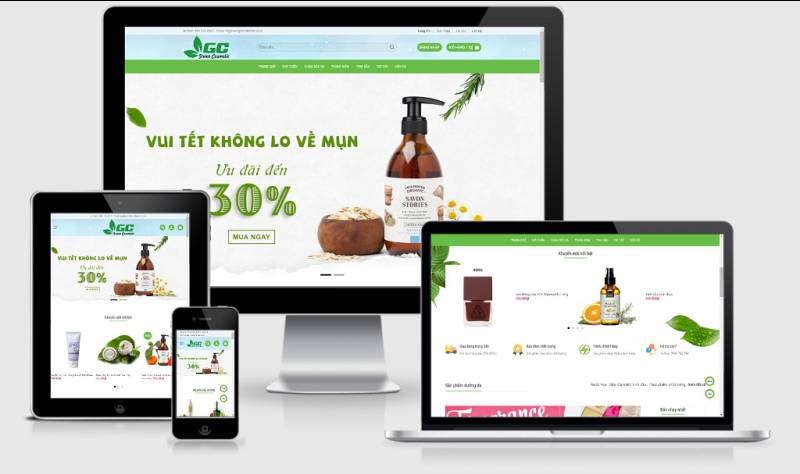  Theme WordPress bán hàng mỹ phẩm mẫu số 13 – Green Cosmetic