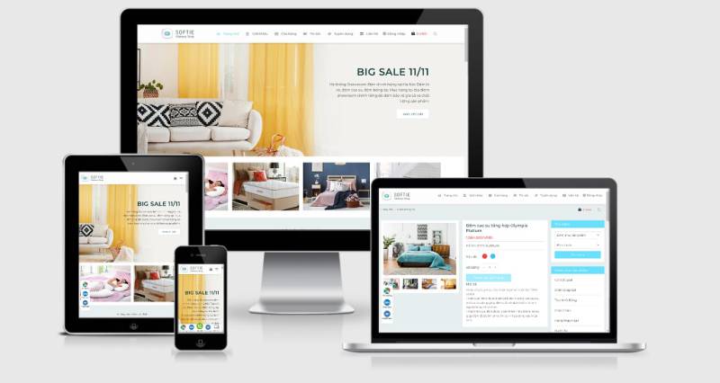  Theme wordpress bán nệm mẫu số 3 – Softie