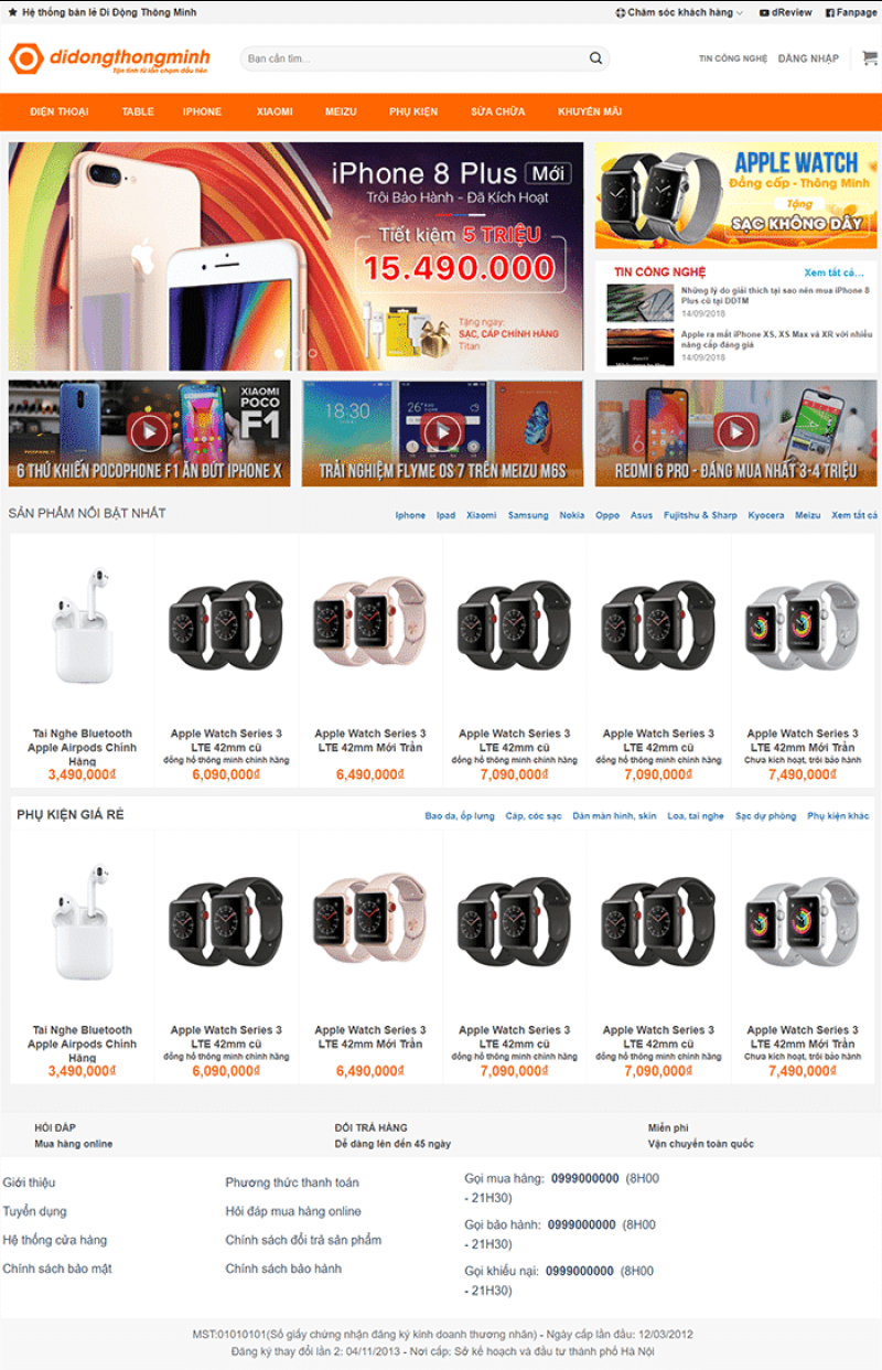  	Điện Thoại 3 – Mẫu website bán hàng và dịch vụ Điện Thoại