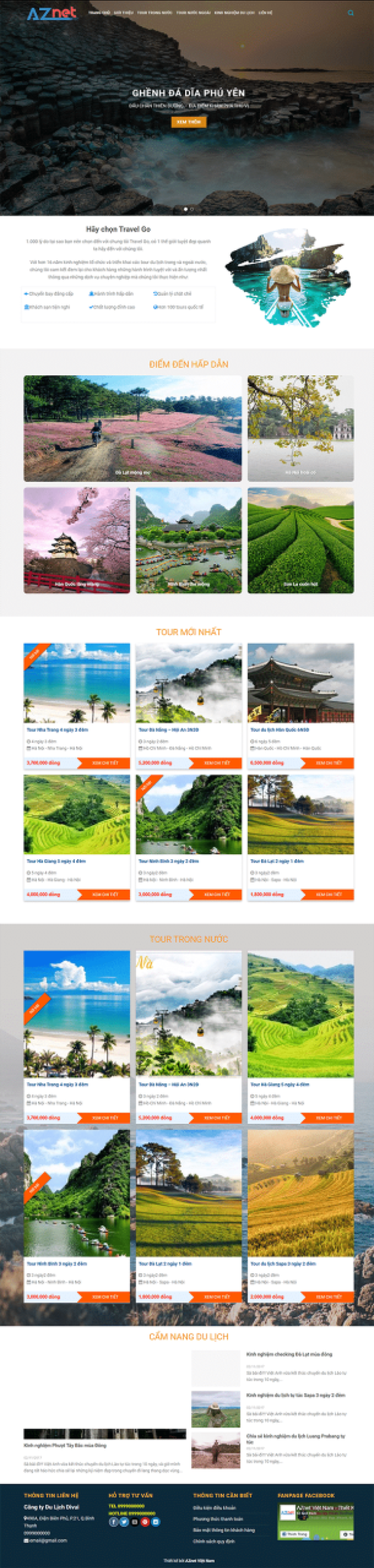  	Du Lịch 4 – Mẫu website tổ chức Tour, đặt phòng khách sạn