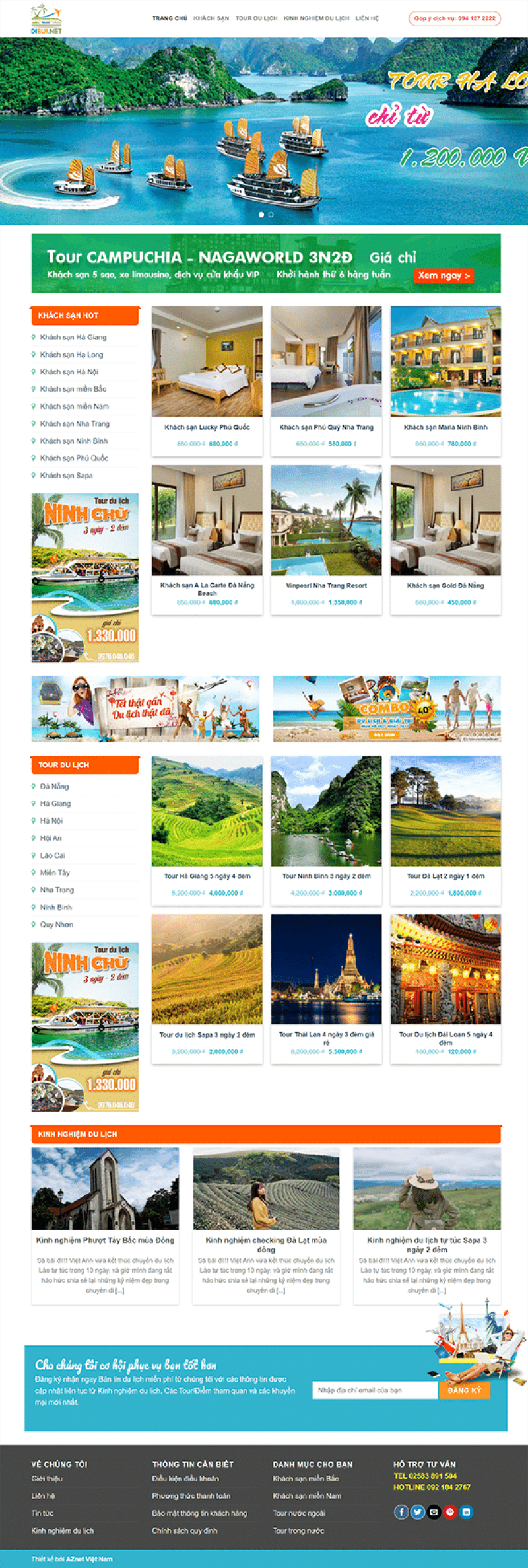  	Website Du Lịch 1 – Book Tour và Book Phòng khách sạn chuyên nghiệp (VIP)