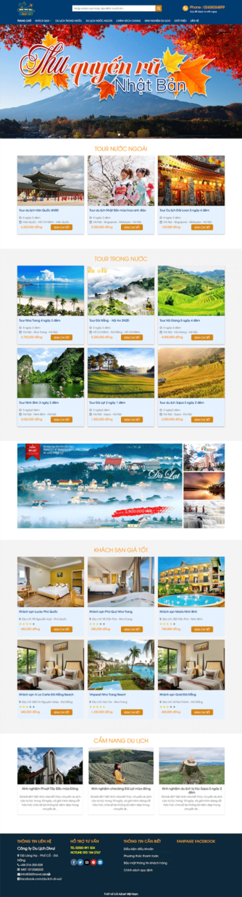  	Website Du Lịch 3 – Đặt phòng KS, Đặt Tour du lịch, thanh toán online (VIP)