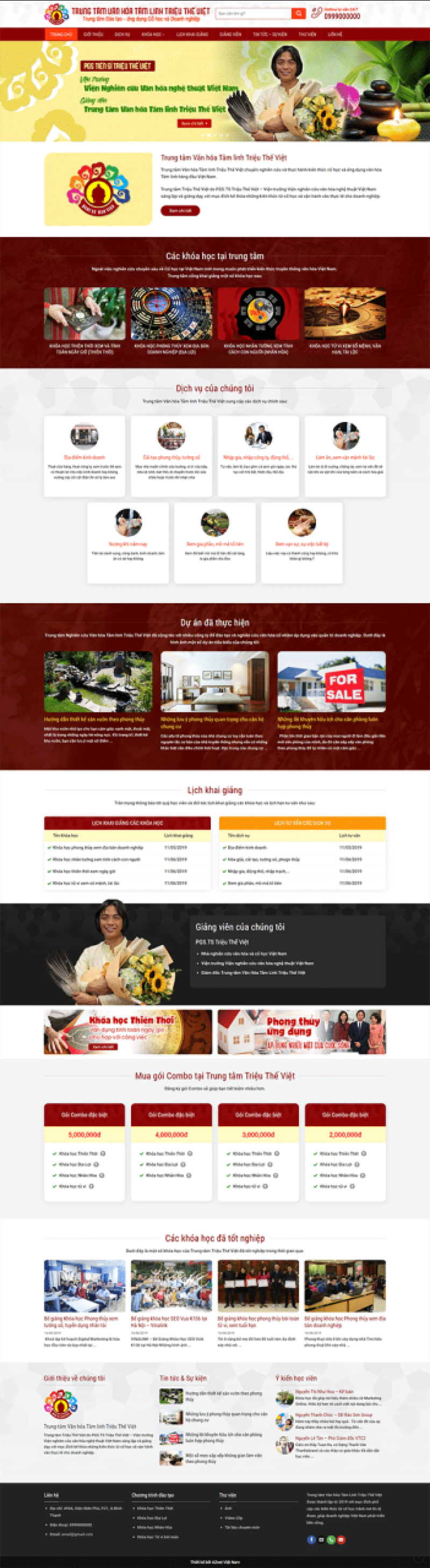  	Học Phong Thủy – Mẫu website đào tạo Phong Thủy