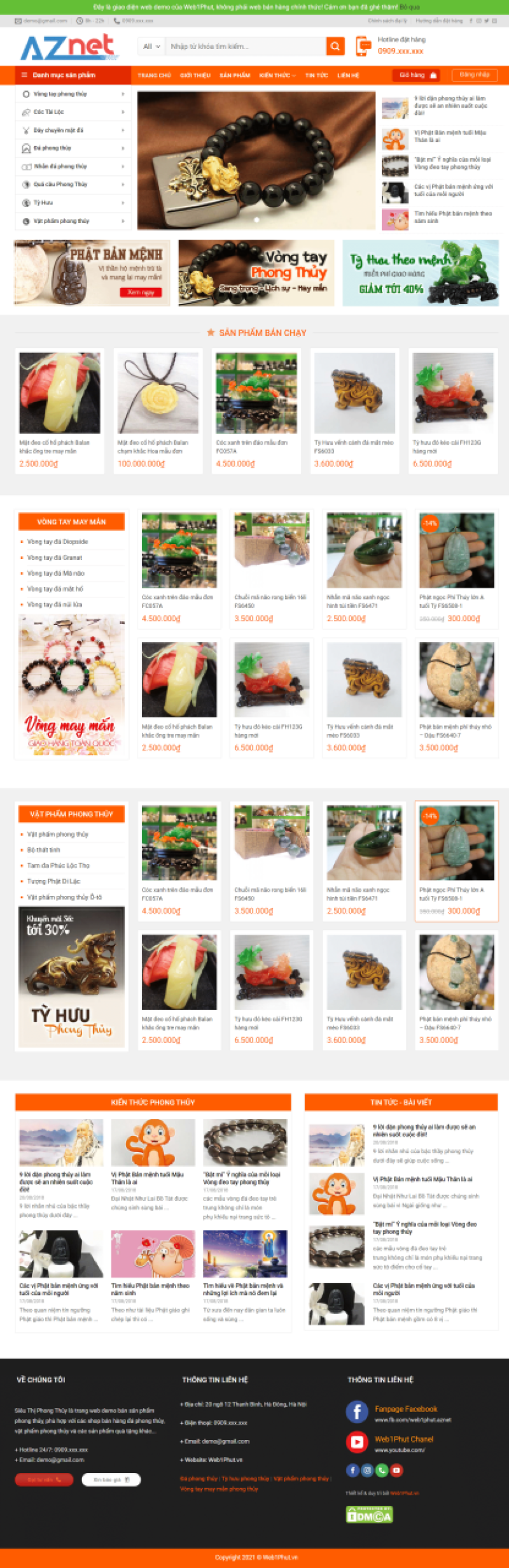  	Phong Thủy 2 – Mẫu website bán đồ phong thủy, decor, trang trí nhà