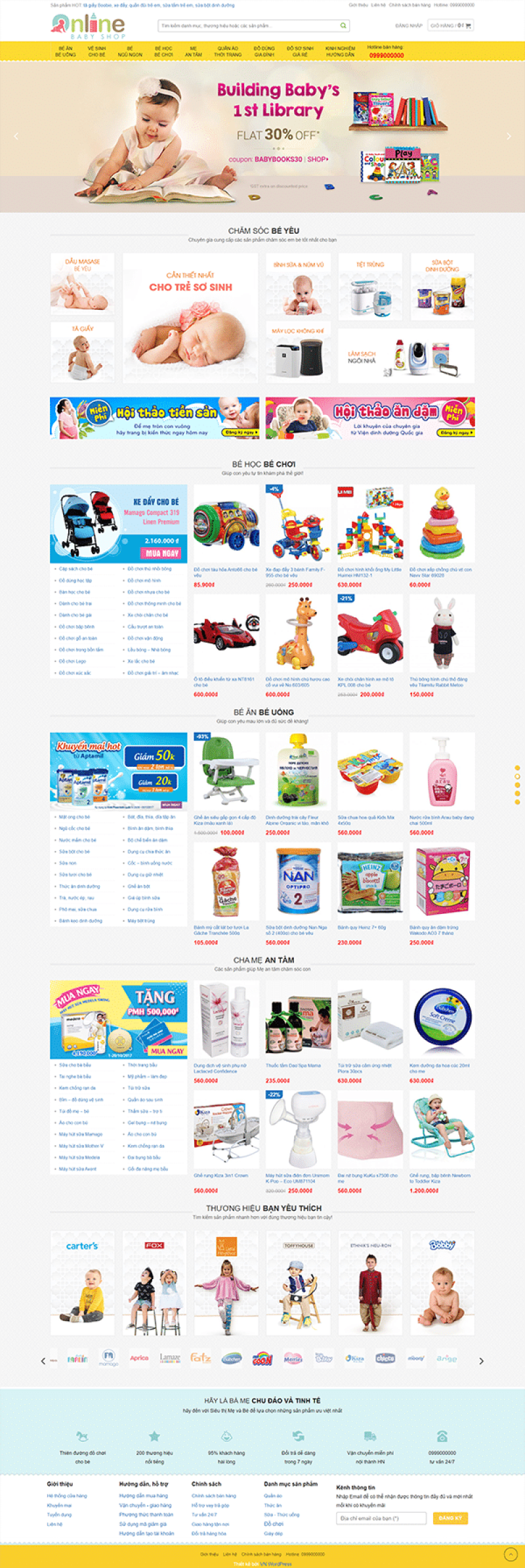  	Baby 1 – Mẫu website bán hàng Mẹ và Bé