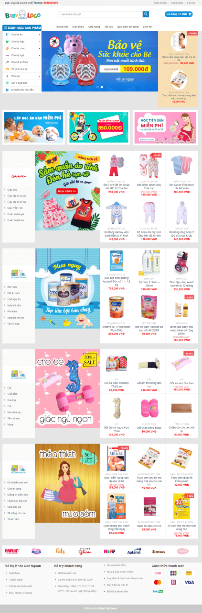  	Baby – Mẫu website bán hàng Mẹ và Bé