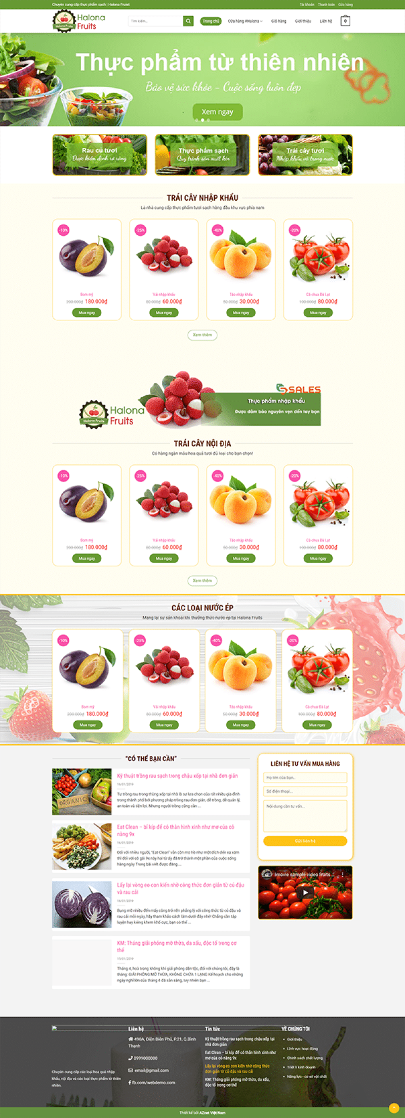  	Nông Sản 4 – Mẫu website bán hàng trái cây, nông sản, thực phẩm organic