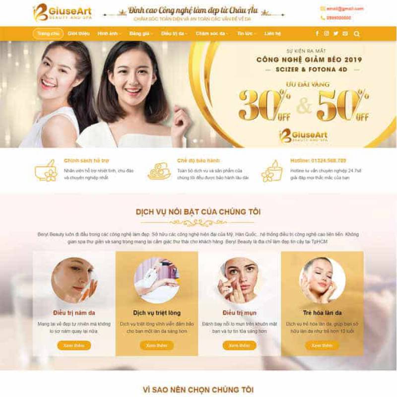  	SPA 3 – Mẫu website của Thẩm Mỹ Viện chăm sóc sắc đẹp