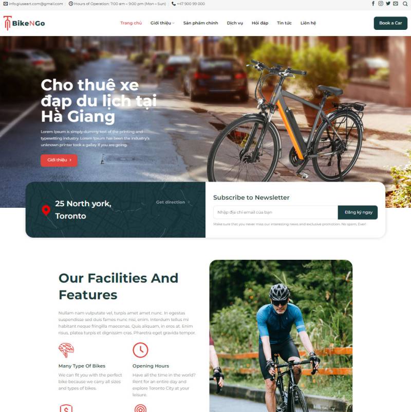  Theme wordpress cho thuê xe đạp