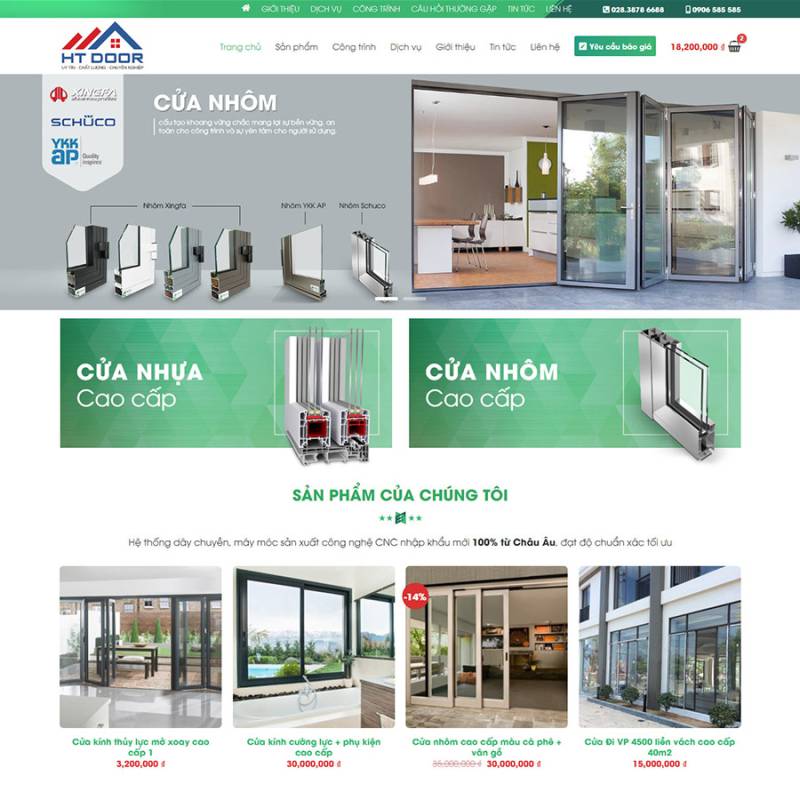  Theme wordpress flatsome bán cửa nhôm 01