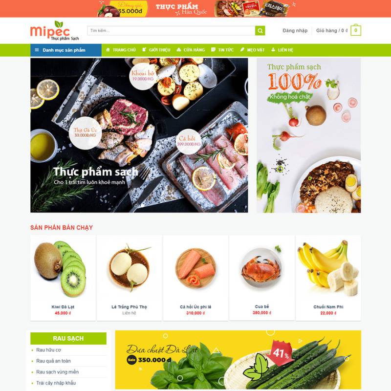  Theme wordpress Shop thực phẩm tươi