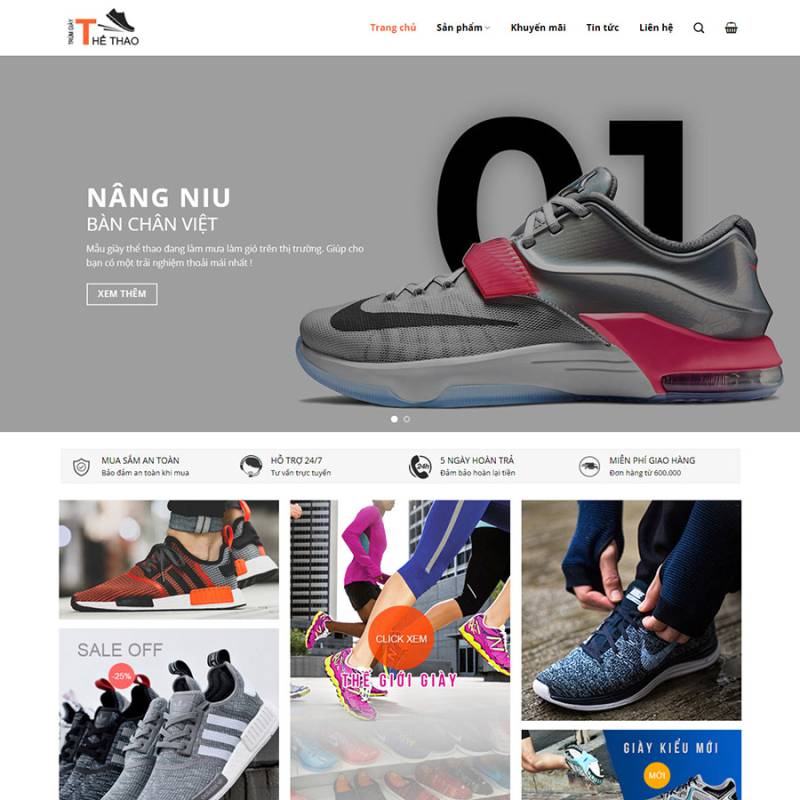  Theme wordpress bán giày thể thao 01