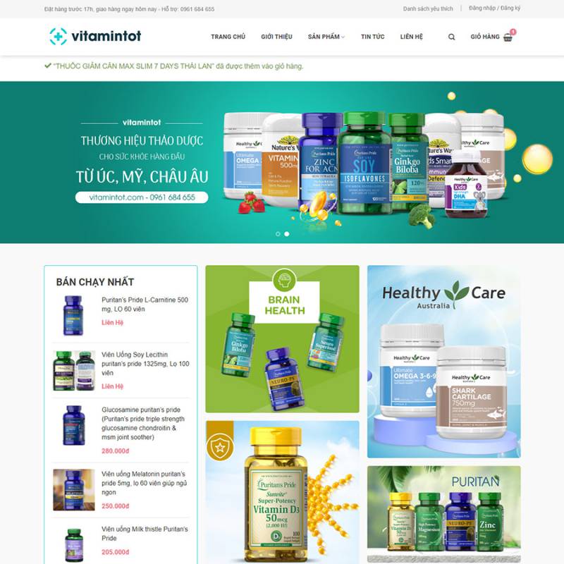  Theme wordpress bán vitamin, thực phẩm chức năng