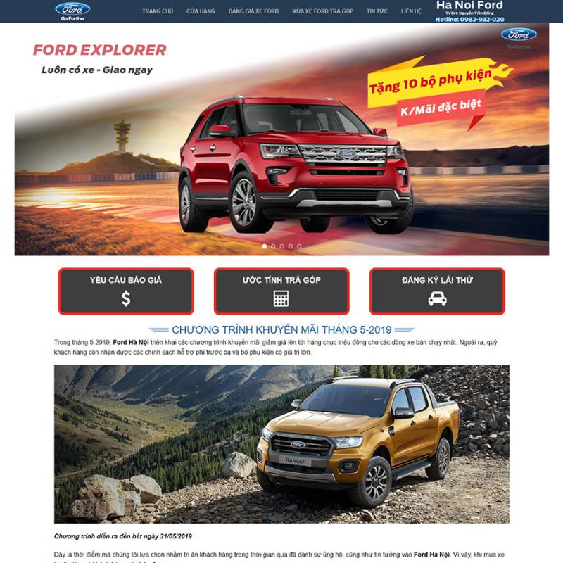  Theme wordpress đại lý xe Ford