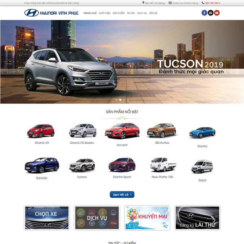  Theme wordpress đại lý xe Hyundai