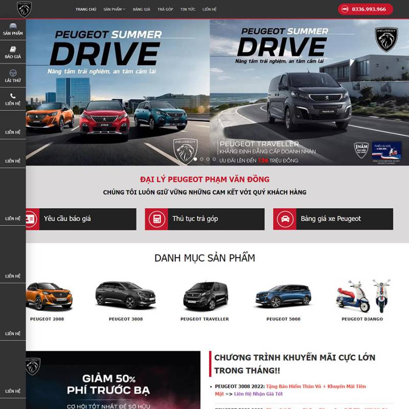  Theme wordpress bán xe Peugeot