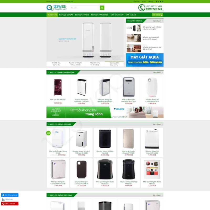  Theme wordpress bán máy lọc không khí tuyệt đẹp – WEB095