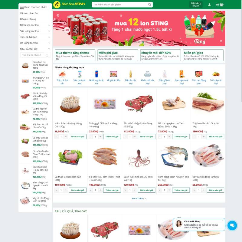  Theme WordPress thực phẩm giống Bách Hóa Xanh
