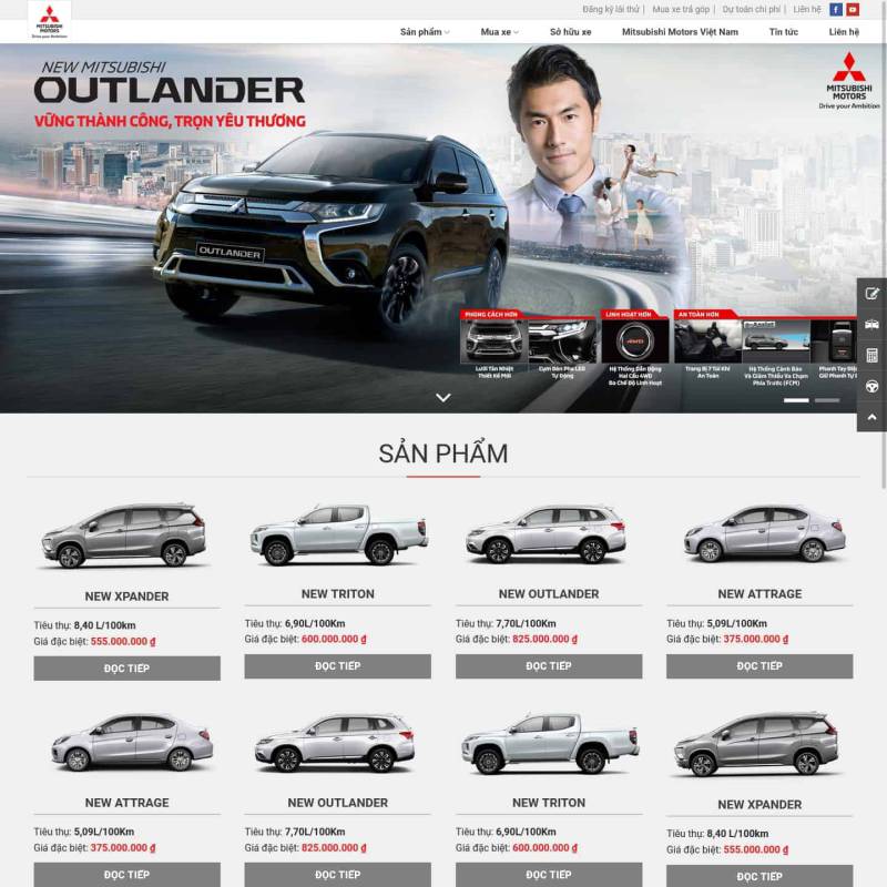  Theme wordpress bán ô tô Mitsubishi Motors