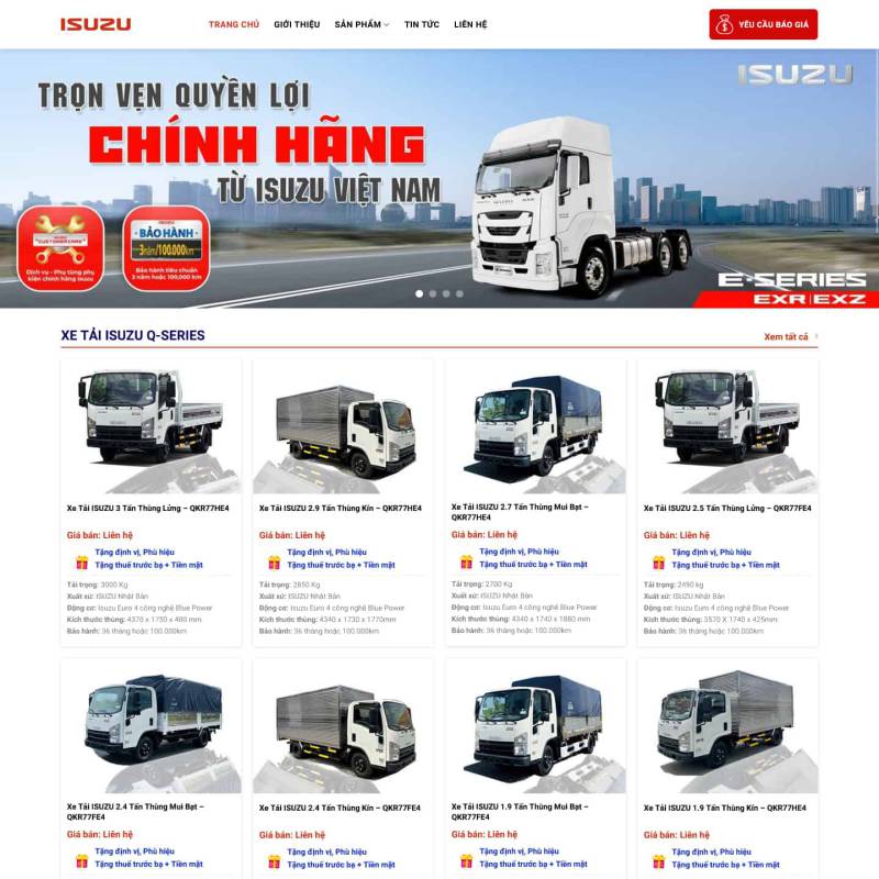  Theme wordpress bán xe tải Isuzu Thăng Long