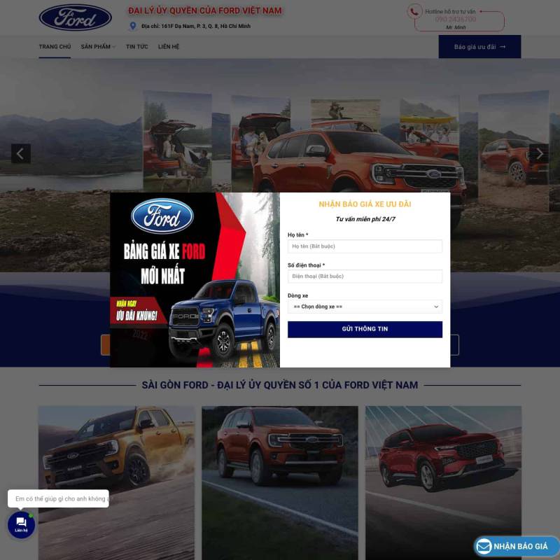  Theme wordpress đại lý xe ô tô Sài Gòn Ford