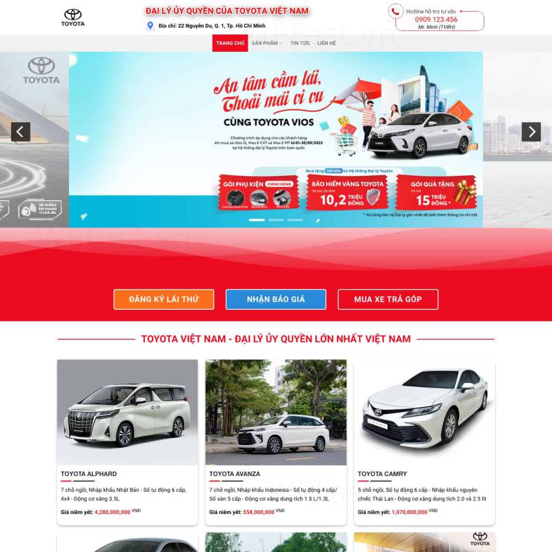  Theme wordpress sale ô tô Toyota chuẩn hãng