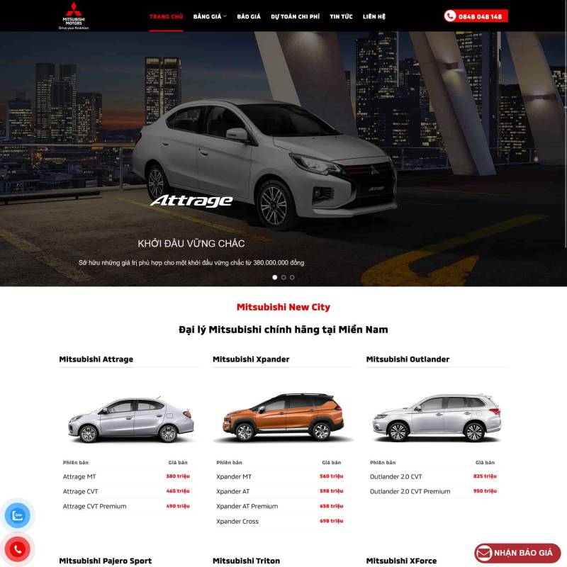  Theme wordpress Showroom New City Mitsubishi Bình Dương