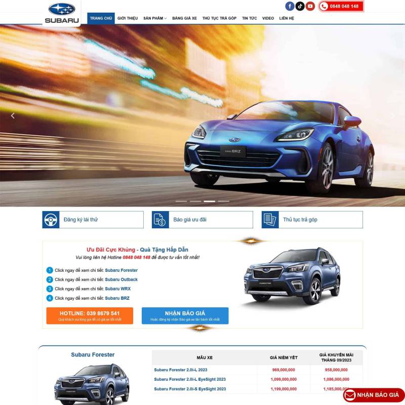  Theme wordpress showroom Subaru chuyên nghiệp