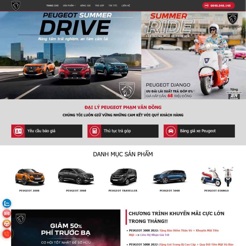  Theme wordpress showroom xe Peugeot