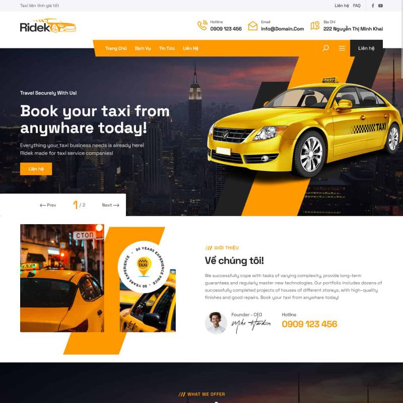  Theme wordpress dịch vụ taxi tiện chuyến