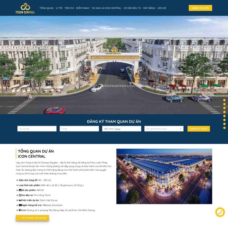  Theme Landing Page bđs giới thiệu khu dân cư Icon Central