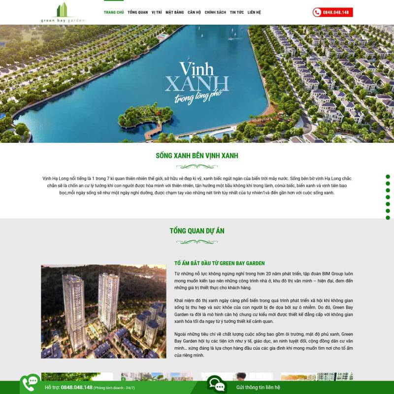  Theme wordpress bất động sản giới thiệu dự án Green Bay