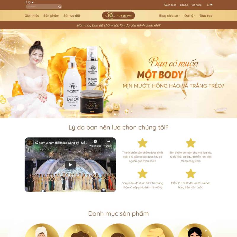  Theme wordpress bán mỹ phẩm siêu đẹp giống Mỹ phẩm Huyền Phi