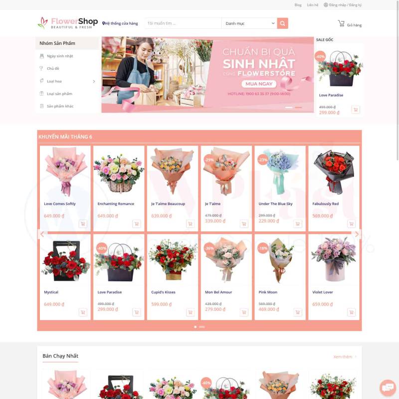  Theme wordpress shop bán hoa tươi mẫu số 5