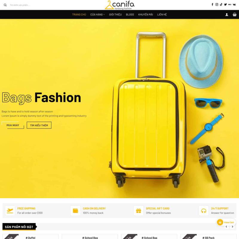  Theme wordpress bán vali, ba lô, túi xách cao cấp – Mẫu số 2