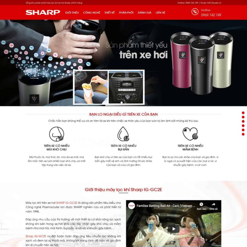  Theme wordpress bán máy lọc không khí xe hơi Sharp