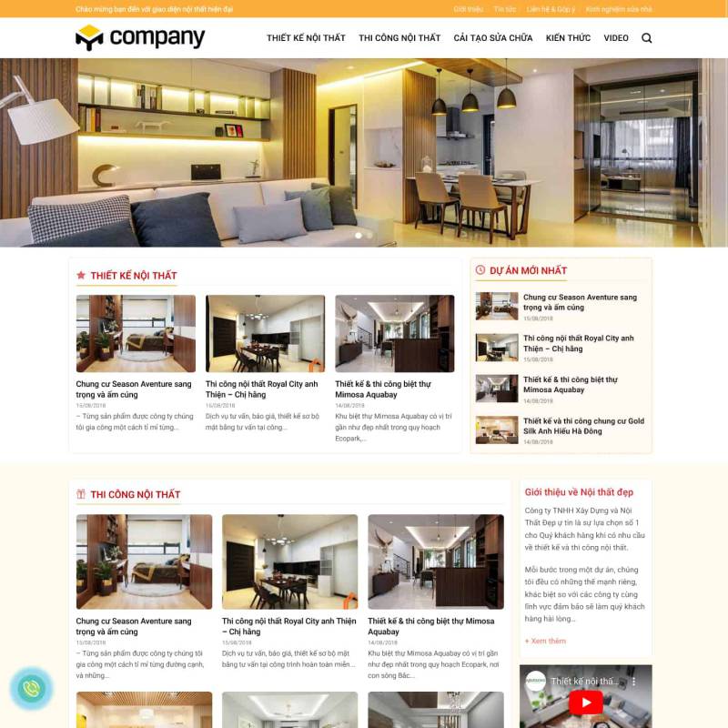  Theme wordpress dịch vụ thiết kế thi công nội thất
