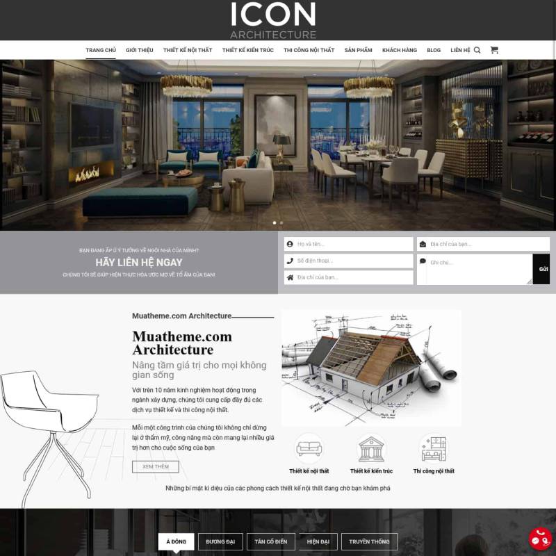  Theme wordpress kiến trúc – nội thất mẫu số 3 – Icon Architecture