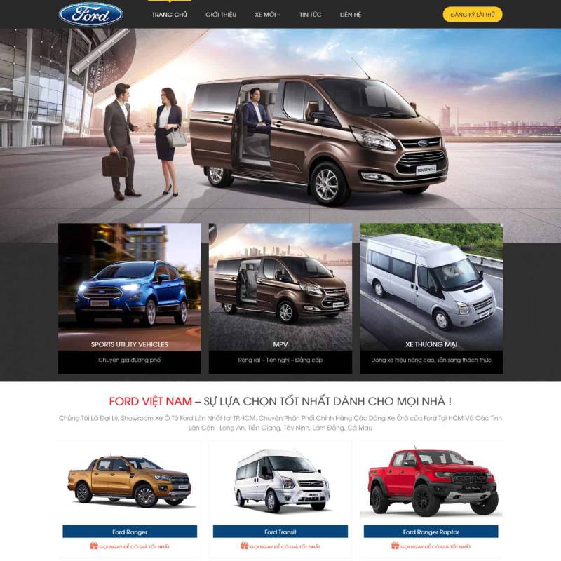  Theme wordpress ô tô Ford đầy đủ tính năng cho Showroom Ford