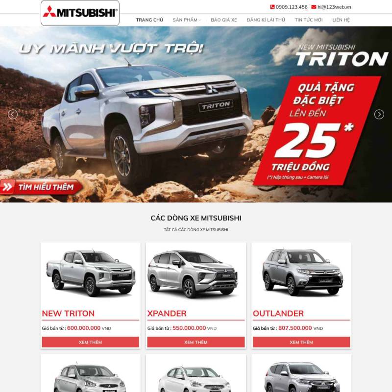  Theme wordpress giới thiệu đại lý Mitsubishi Motors Việt Nam