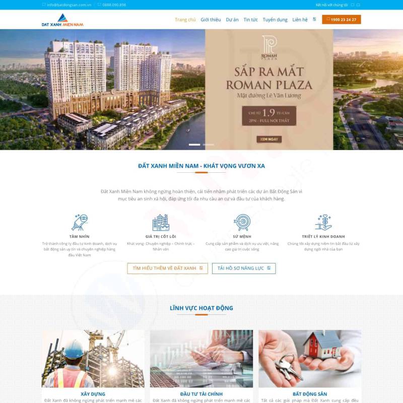  Theme wp giới thiệu tập đoàn bất động sản Đất Xanh WEB331