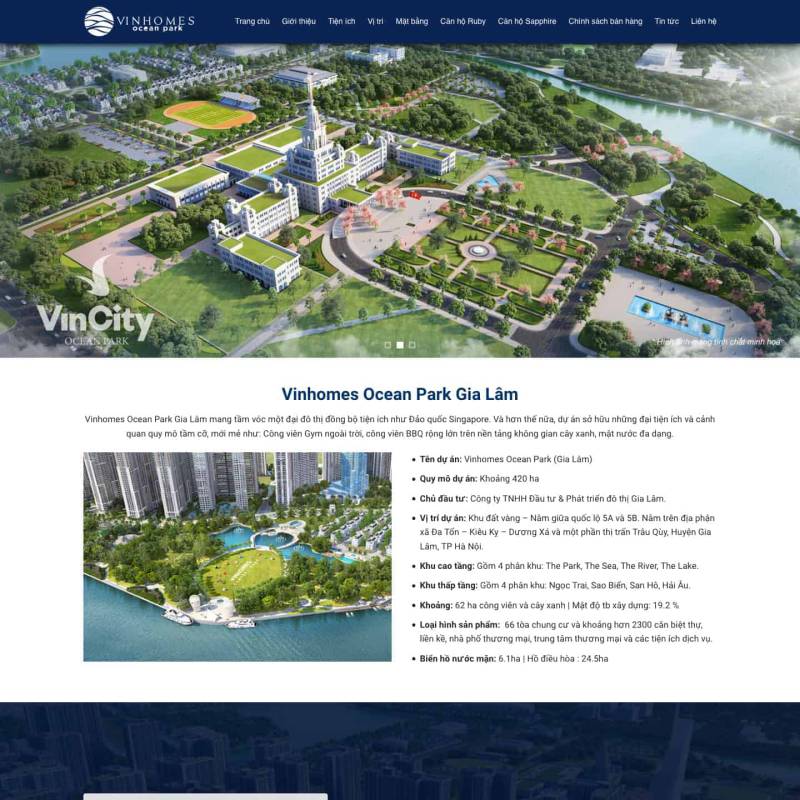  Landing Page bất động sản giới thiệu dự án Vinhome WEB330