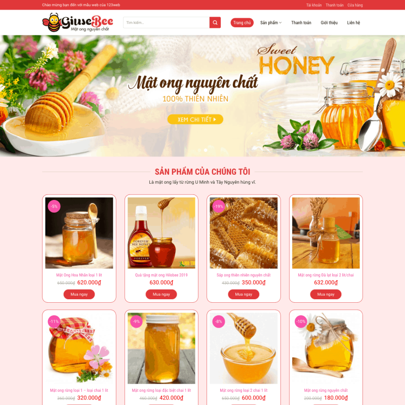  Theme wordpress bán mật ong nguyên chất – WEB079