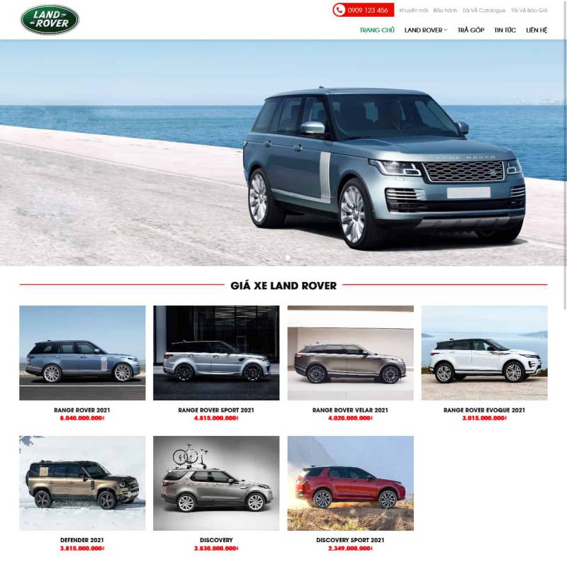  Theme wordpress đại lý bán xe Land Rover sang trọng