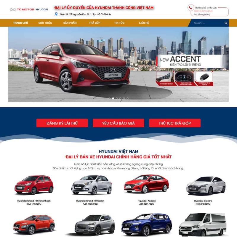  Theme wordpress đại lý xe Hyundai Gia Định